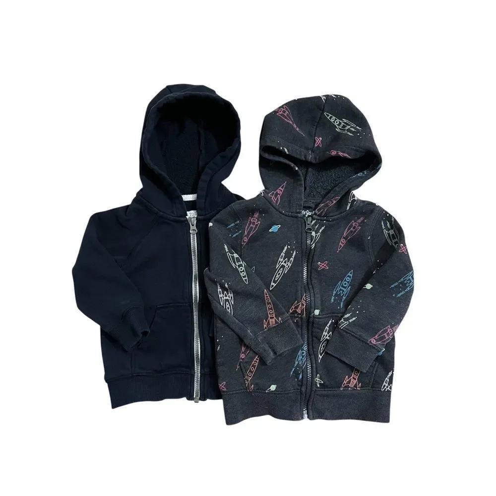 Lot of 2 Fleece Jacket Hoodie Carter's Cat & Jack Sz 2T